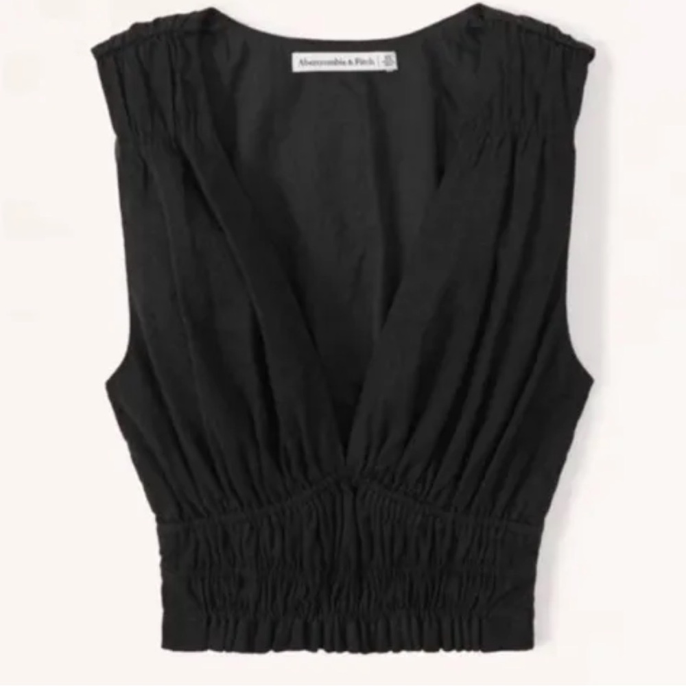 Black Linen Wide Strap Top